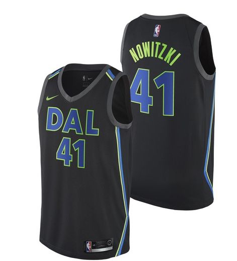 Men Dallas Mavericks 41 Nowitzki Black Game Nike NBA Jerseys